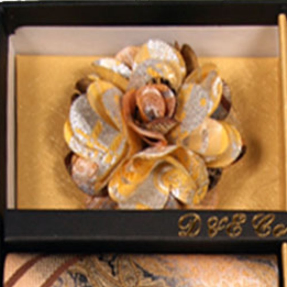6 Piece Gold Yellow Copper Necktie & Bow Tie Set - Picture 3 of 6